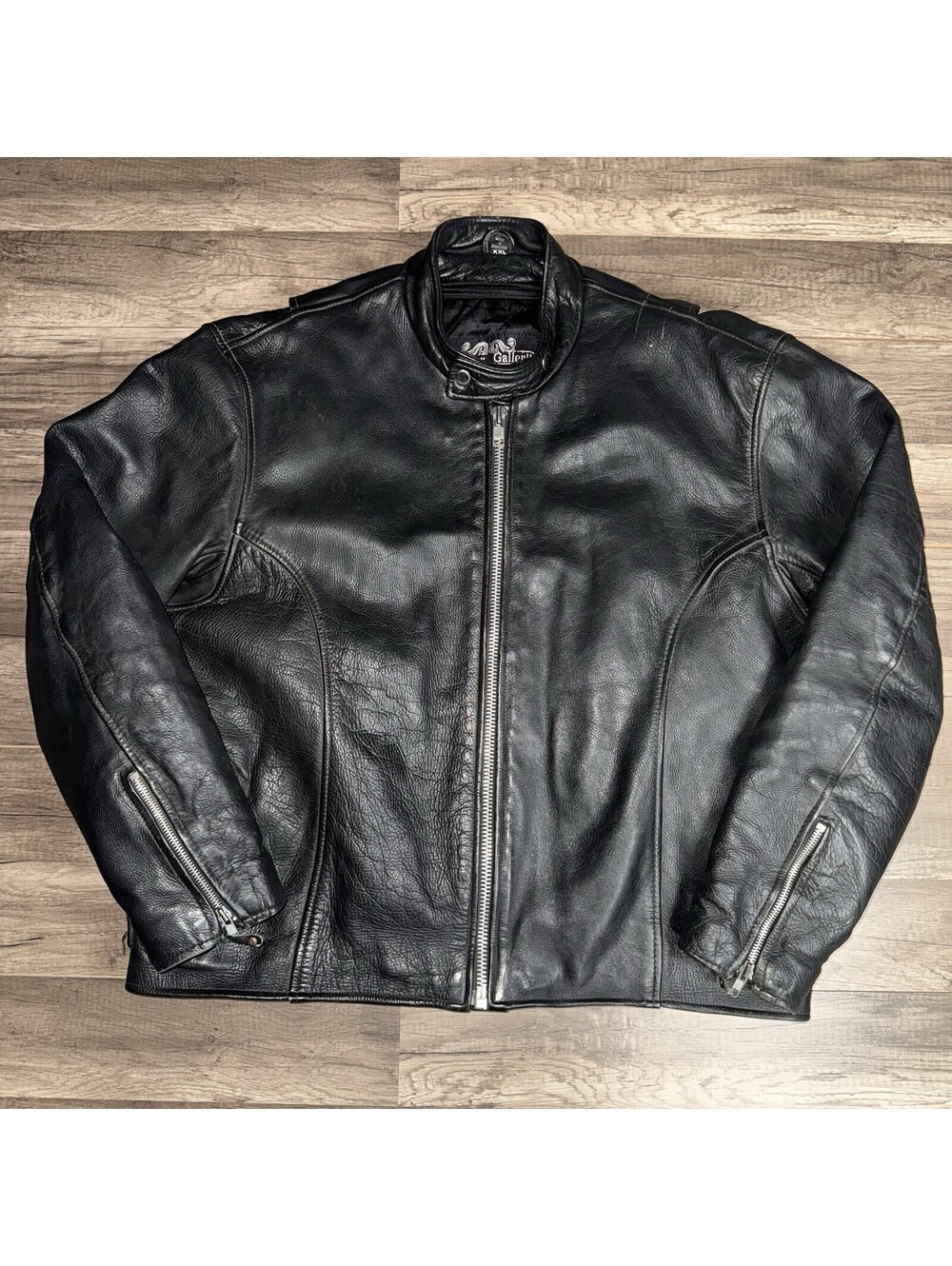 Leather Gallery Padded Black Motorcycle Jacket Thinsulate Zip Out Liner 2X-Large